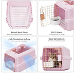 Small Hard Sided Pet Carrier, Ventilated Plastic Travel Crate with Metal Door and Top Handle for Small Dogs and Cats, Pink Small, Ideal for Car Travel Vet Visits and Daily Use