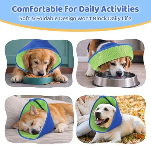 Soft Dog Cone Collar to Stop Licking After Surgery, Comfy Dog Cone Alternative for Large Medium Small Dogs/Cats, Adjustable Washable E-Collar for Spay Neuter Recovery and Neck Protection