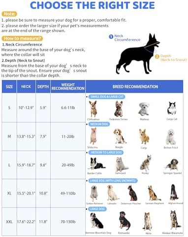 Soft Dog Cone Collar to Stop Licking After Surgery, Comfy Dog Cone Alternative for Large Medium Small Dogs/Cats, Adjustable Washable E-Collar for Spay Neuter Recovery and Neck Protection