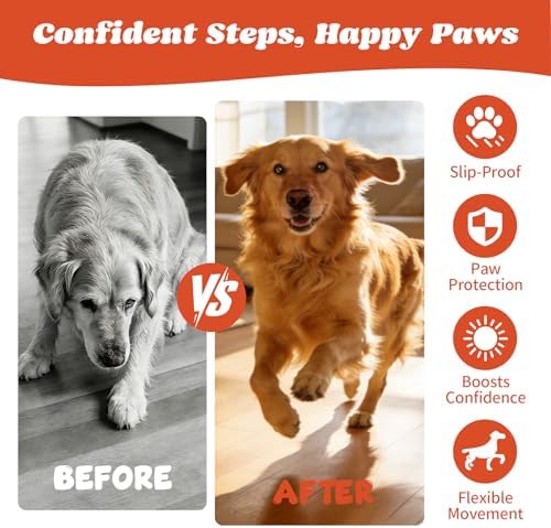 Anti Slip Dog Paw Pads for Senior Dogs - Paw Grips for Hardwood Floors, Enhanced Balance Traction Pads, Breathable Pet Paw Stickers Protectors for Dogs 7 Sets (28 Pcs) S