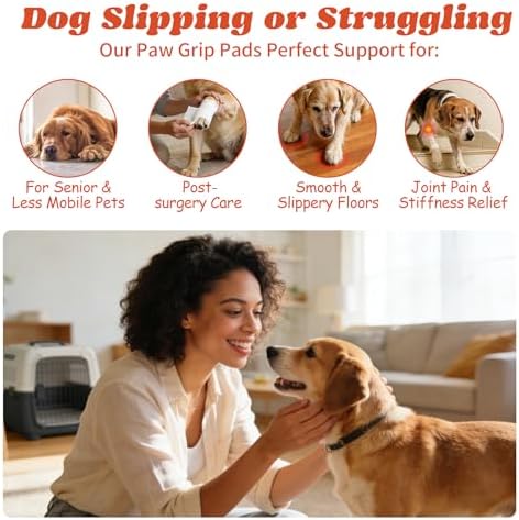 Anti Slip Dog Paw Pads for Senior Dogs - Paw Grips for Hardwood Floors, Enhanced Balance Traction Pads, Breathable Pet Paw Stickers Protectors for Dogs 7 Sets (28 Pcs) S