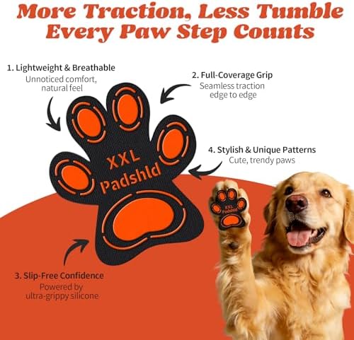 Anti Slip Dog Paw Pads for Senior Dogs - Paw Grips for Hardwood Floors, Enhanced Balance Traction Pads, Breathable Pet Paw Stickers Protectors for Dogs 7 Sets (28 Pcs) S