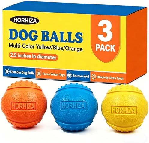 3 Pack Dog Balls, Bite Resistant Elastic Balls for Dogs, Durable Rubber,Interactive Training Ball Dog Toy for 20-60 lbs,2.5-inch Diameter