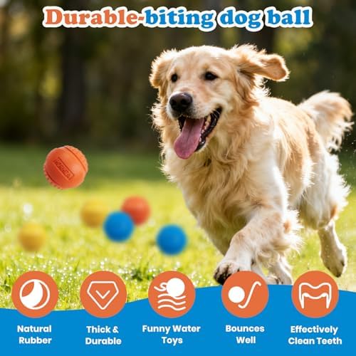 3 Pack Dog Balls, Bite Resistant Elastic Balls for Dogs, Durable Rubber,Interactive Training Ball Dog Toy for 20-60 lbs,2.5-inch Diameter