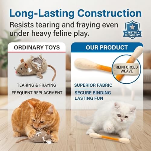 Cotton Swabs Cat Toys with Catnip, 6 Pk Giant Kitten Chew Sticks for Indoor Boredom, Durable Dental Teething Ropes, Big Interactive Felt Kitty Kicker Play Lover Gift Accessories