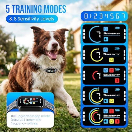 Automatic Anti-Bark Collar – 7 Sensitivity Levels (11–120 lbs)