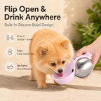 2 in 1 Portable Dog Water Bottle with Bowl, 10 oz Stainless Steel No-Spill Travel Pet Water Dispenser with Collapsible Silicone Bowl for Small Dog & Puppy Walking Hiking Outdoor