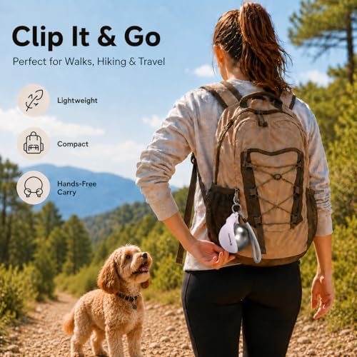 2 in 1 Portable Dog Water Bottle with Bowl, 10 oz Stainless Steel No-Spill Travel Pet Water Dispenser with Collapsible Silicone Bowl for Small Dog & Puppy Walking Hiking Outdoor