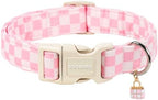 Girl Dog Collar for Medium Dogs, Pink Checked Dog Collars, Pink Checked Dogs Collars for Small Medium Dogs, Neck 14-21 inches