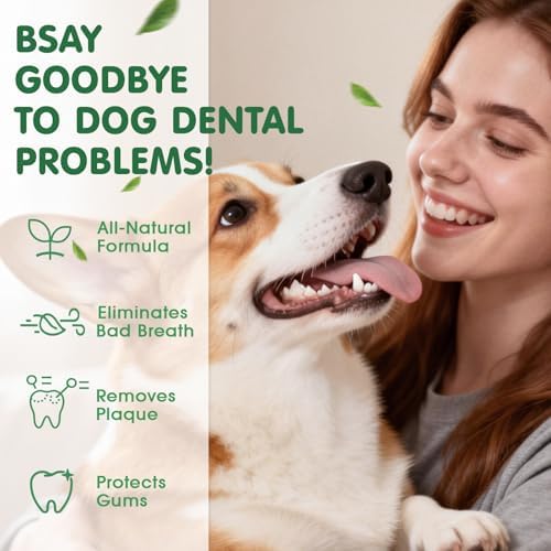 Dog Dental Powder, Dog Teeth Cleaning & Dental Powder for Cats, Natural Herbal Oral Care, Reduces Tartar, Plaque and Bad Breath, No Brush Needed, Pet Food Additive for Dog & Cat Oral Health (2.75oz)