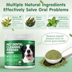 Dog Dental Powder, Dog Teeth Cleaning & Dental Powder for Cats, Natural Herbal Oral Care, Reduces Tartar, Plaque and Bad Breath, No Brush Needed, Pet Food Additive for Dog & Cat Oral Health (2.75oz)