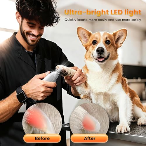 2026 New Silent Groom Pro Dog Nail Grinder, 5-Speed Dog Nail Grinder with Led Light, 40 db Quiet Painless Paws Grooming for Small Medium Large Dogs, USB Rechargeable