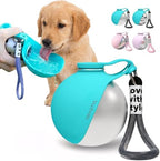 Dog Water Bottle, 10oz Stainless Steel Portable Dog Water Bottle with Foldable Silicone Bowl, 2-in-1 Portable Dog Water Bowl for Water & Food, Water Dispenser for Dogs Walking (Blue)