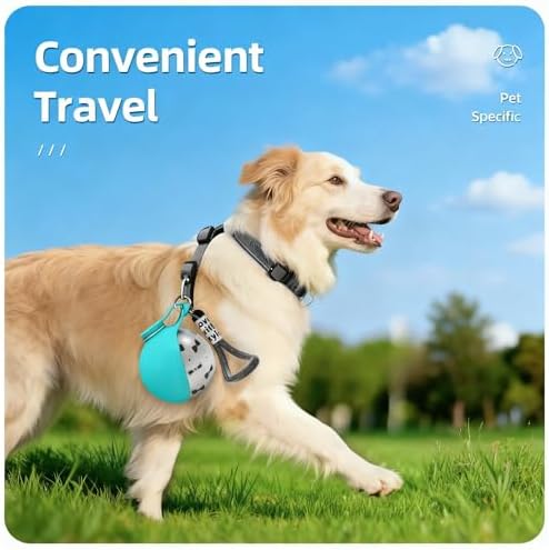 Dog Water Bottle, 10oz Stainless Steel Portable Dog Water Bottle with Foldable Silicone Bowl, 2-in-1 Portable Dog Water Bowl for Water & Food, Water Dispenser for Dogs Walking (Blue)