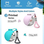 Dog Water Bottle, 10oz Stainless Steel Portable Dog Water Bottle with Foldable Silicone Bowl, 2-in-1 Portable Dog Water Bowl for Water & Food, Water Dispenser for Dogs Walking (Blue)
