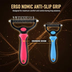 Dematting Comb for Dogs and Cats, Undercoat Rake Pet Brush for Long Hair, Deshedding Dog Brush Removes Tangles Knots and Loose Fur, Grooming Tool for Thick Coats (Blue L)