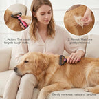 Dematting Comb for Dogs and Cats, Undercoat Rake Pet Brush for Long Hair, Deshedding Dog Brush Removes Tangles Knots and Loose Fur, Grooming Tool for Thick Coats (Blue L)