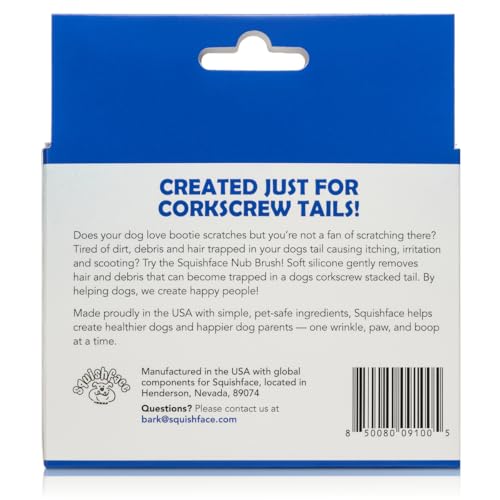 Nub Brush – Corkscrew Tail Dog Brush for Bulldogs | Silicone Grooming Brush for Trapped Hair, Debris, Itchy Skin Folds & Scooting - Great for Small Animals