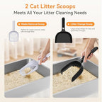 2 Pack Stainless Steel Large High Sides Cat Litter Box with Scoop, Easy Clean Smell Proof XL Metal Litterbox, Black