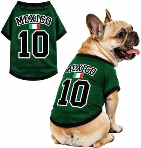 Pet Jersey Dog Soccer Jersey, Breathable Clothes Stretchable Shirt for Puupy or Cat. (Mexico, Medium)