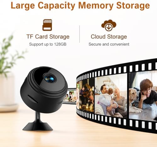 Hidden Camera, Spy Camera - 1080p HD WiFi Wireless Tiny Indoor Security Mini Cam with Night Vision & PIR Motion Detection - Nanny Cam for Baby/Pet/Home/Office Monitoring.Black