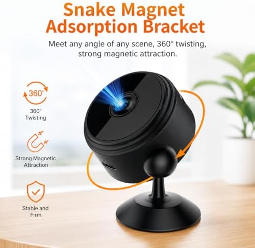 Hidden Camera, Spy Camera - 1080p HD WiFi Wireless Tiny Indoor Security Mini Cam with Night Vision & PIR Motion Detection - Nanny Cam for Baby/Pet/Home/Office Monitoring.Black
