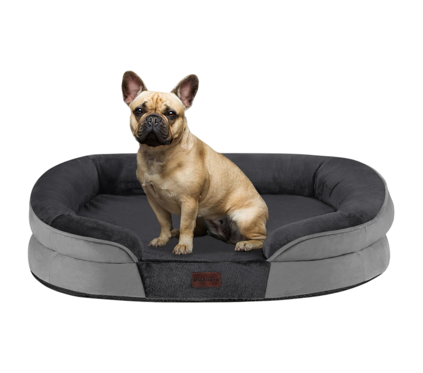 Orthopedic Dog Bed for Large Dogs with Gel Memory Foam, Waterproof Dog Sofa, Washable Pet Bed with Four Sided Bolster Cushion, Removable Cover & Non-Slip Bottom, Dark Gray