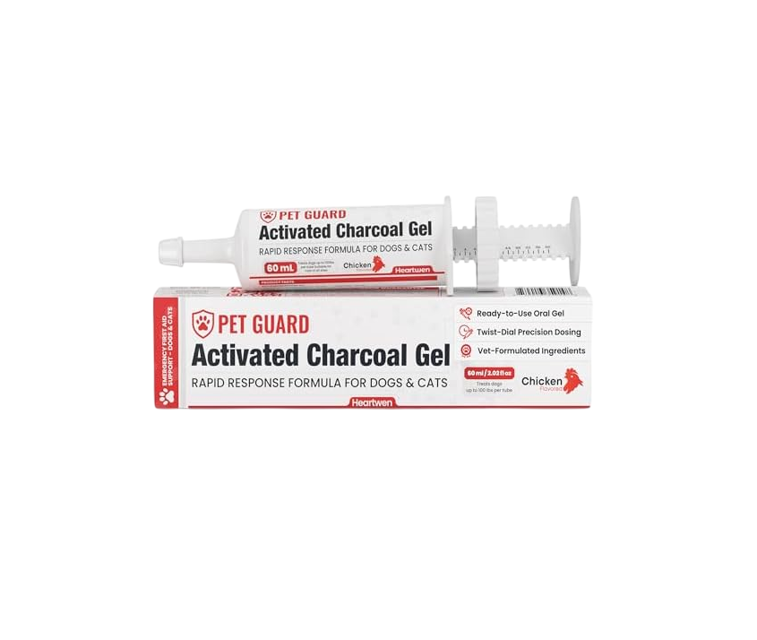 Activated Charcoal for Dogs & Cats (60 mL) | Emergency Pet First Aid for Accidental Ingestion & Digestive Support | Simple to Dose, Ready-to-Use | Chicken Flavored