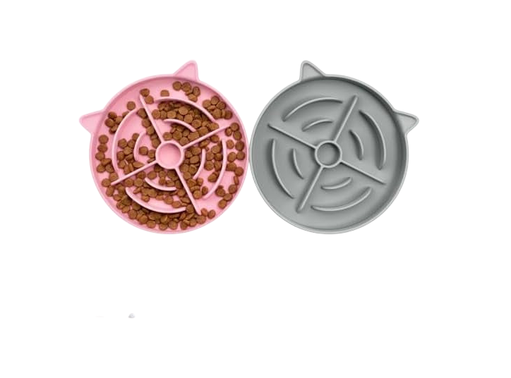 2 Pcs Silicone Slow Feeder Cat Bowl, Cat Slow Feeder for Food Training, Interactive Puzzle Bowls for Puppy, Kitten Dishes to Prevent Overeating, Treat Toys Suitable for Dry and Wet Food