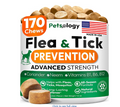 Flea and Tick Prevention for Dogs Pills - Natural Dog Flea & Tick Control - 170 Soft Chewables - Oral Defense Treatment for Dogs Supplement - Vet Formulated Chews - All Breeds & Ages - Made in USA