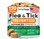 Flea and Tick Prevention for Dogs Pills - Natural Dog Flea & Tick Control - 170 Soft Chewables - Oral Defense Treatment for Dogs Supplement - Vet Formulated Chews - All Breeds & Ages - Made in USA