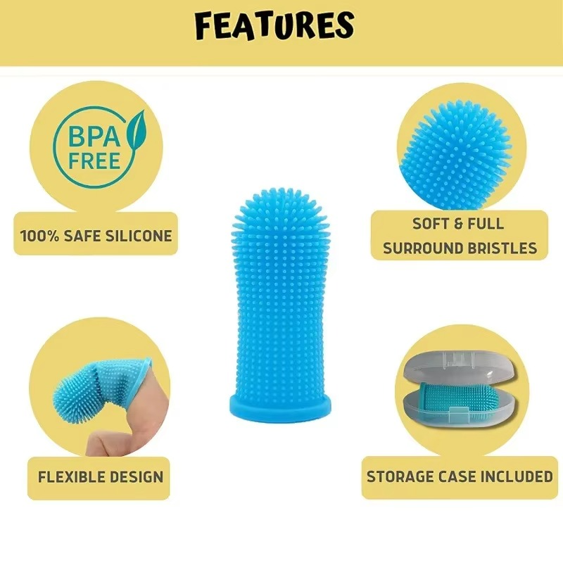 360° Finger Toothbrush for Dogs & Cats (Blue)