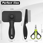 3PCS Cat Grooming Supplies, Cat Brush & Nail Clipper/Trimmer & Flea Comb for Shedding Indoor Cats Essentials Stuff Accessories