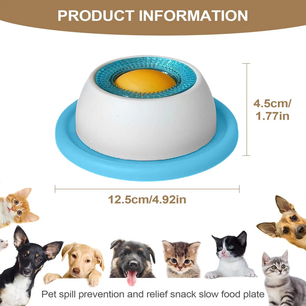 Calming Lick Bowl for Dogs & Cats, Non-Slip Slow Feeder with a Rotating Lick Ball for Liquid & Wet Food, Anxiety Relief Enrichment Toy that Keeps Pets Busy, Happy & Engaged, 1 Pack