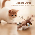 Upgraded Interactive Chirping Bird Cat Toys with Flapping Wings,No Flying Birds Cats Toy, Flying Simulation Electric Sparrow Shaking Hunting Pet Toy for Indoor-Larger