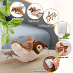 Upgraded Interactive Chirping Bird Cat Toys with Flapping Wings,No Flying Birds Cats Toy, Flying Simulation Electric Sparrow Shaking Hunting Pet Toy for Indoor-Larger