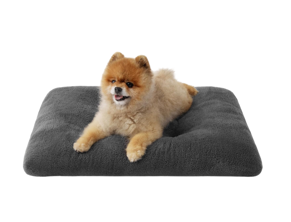 Fluffy Plush Crate Bed for Small Dogs (Gray)