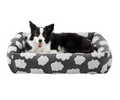 Small Dog Bed for Small Dogs, Rectangle Washable Orthopedic Dog Bed with Removable Zipper Cover, Cute Soft Calming Puppy Pet Bed with Jacquard Shaggy Plush & Non Skid Bottom