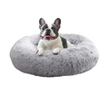 Calming Dog Bed Medium Size Dog, Anti-Anxiety Donut Medium Pet Bed, 31 inches Fluffy Faux Fur Round Cat Bed, Fits up to 45 lbs Pets (Smoke Grey)