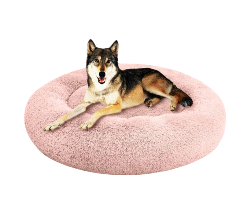 Plush Calming Dog & Cat Bed - Donut Shaped, Multiple Sizes S-XXL, Comfortable Cuddler in Washable Faux Fur