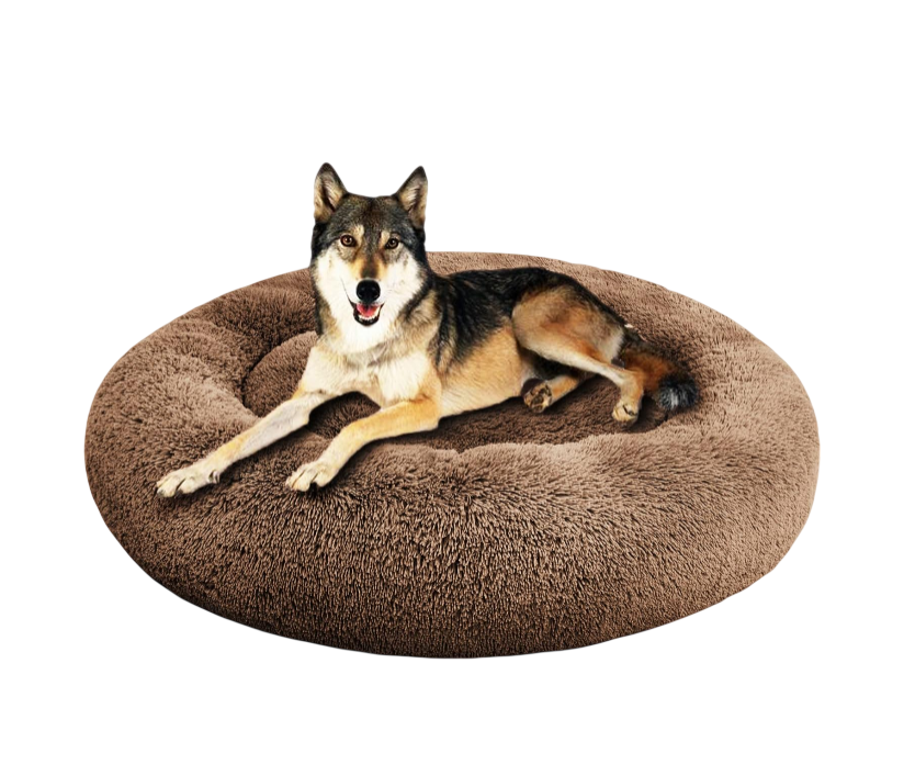 Calming Donut Bed for Dogs & Cats (Brown)