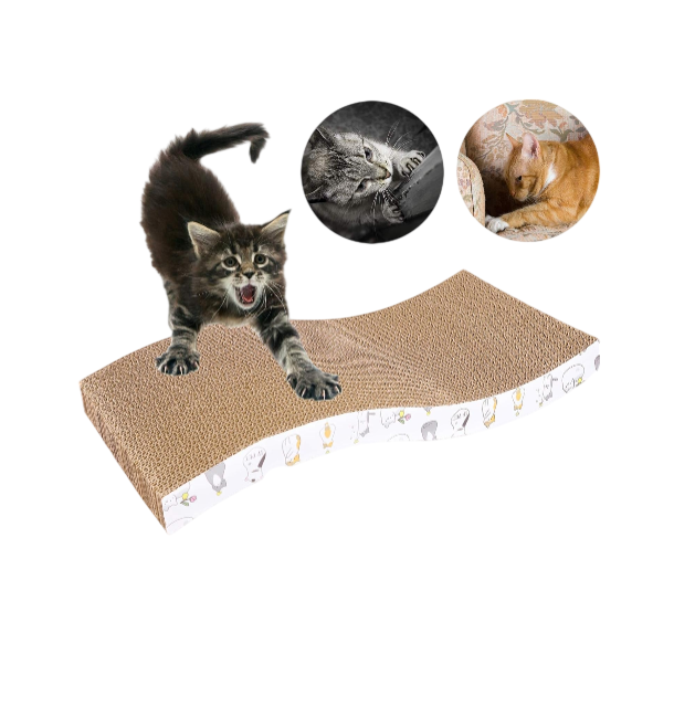 3 Pack Cat Scratcher Pad Recycle Corrugated Cat Scratching Pad Type S Cat Scratch Pad Lounger Sofa for Furniture Protector