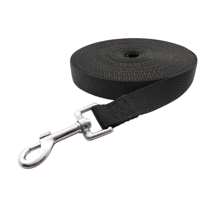 Long Nylon Training Leash for Dogs (Black)