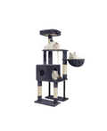 Cat Tree, 49.2 Inches Cat Tower for Indoor Cats, Spacious Cat House Condo with Hidden Space，Sturdy Steel Tube，Soft Plush Top Perch，Cozy Hammock and Sisal Scratching Posts, Smoky Gray