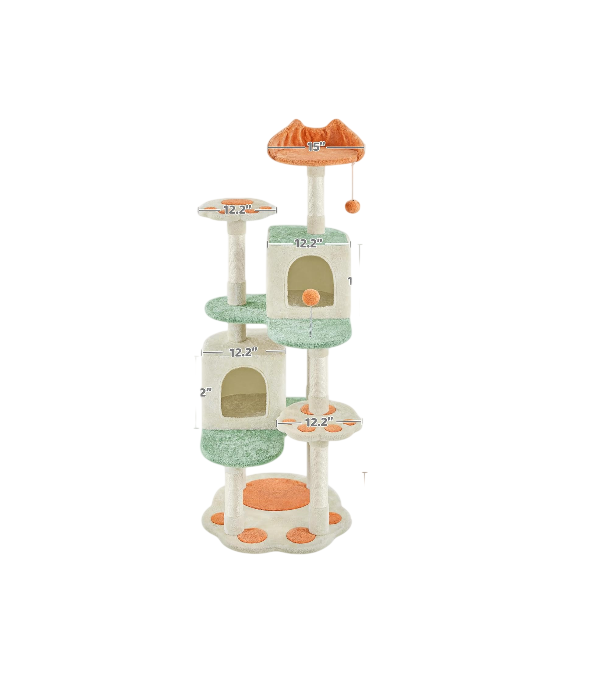 Paw Platform Cat Tree with 2 Condos