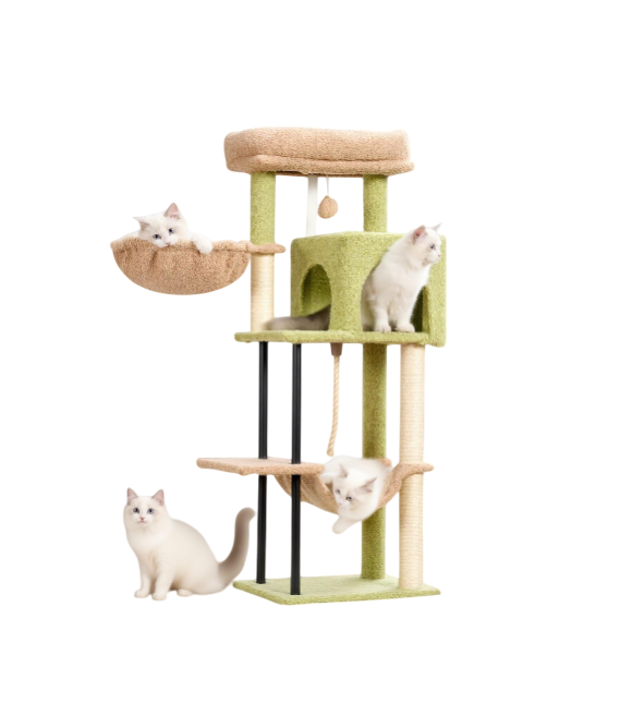 Cat Tree, Cat Tower for Indoor Cats, 43.3 inch Cactus Cat Tree Tower with Sturdy Steel Tube, Hammock, Cat Condo for Small Cats and Kittens, Scratching Post