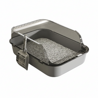 Semi-Enclosed High-Sided Cat Litter Box with Anti-Spill Rim