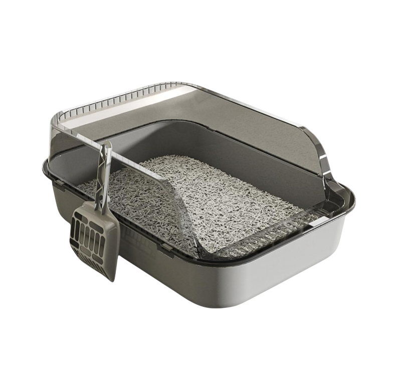 Semi-Enclosed Toilet,Anti-Spill Design,Thickened Structure Odor Blocking, Simple Pet Litter Box,High Side Anti-Splashing, Semi-Enclosed Removable Cats Litter Boxes, Easy to-Clean