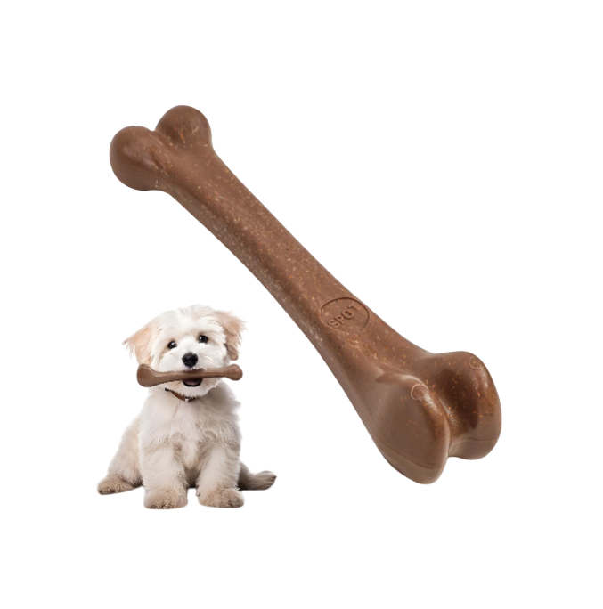 Bone - Made with Strong Bamboo Fiber, Durable Long Lasting Dog Chew for Light to Moderate Chewers, Great Toy for Adult Dogs & Teething Puppies Under 25lbs, 5.75in, Bacon Flavor