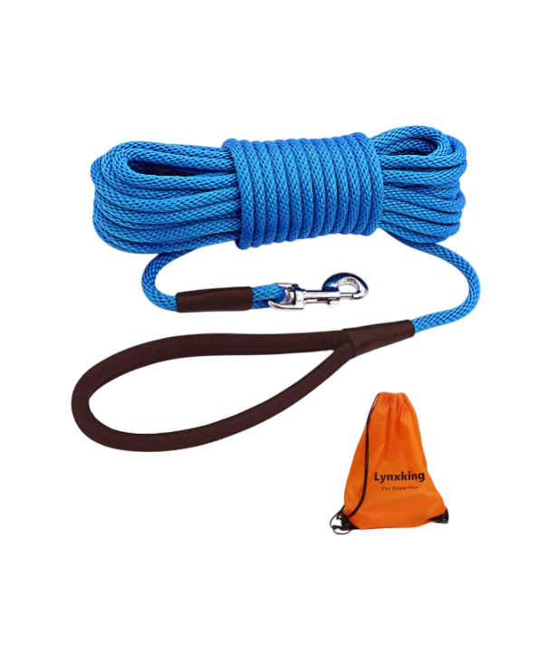 Check Cord Dog Leash Long Lead Training Tracking Line Comfortable Handle Heavy Duty Puppy Rope 10ft 15ft 30ft 50ft for Small Medium Large Dog
